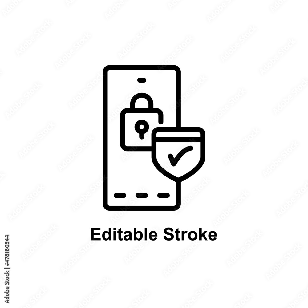 mobile security icon designed in outline style in editable stroke for mobile app icon theme mobile security icon designed in outline style in editable stroke for mobile app icon theme