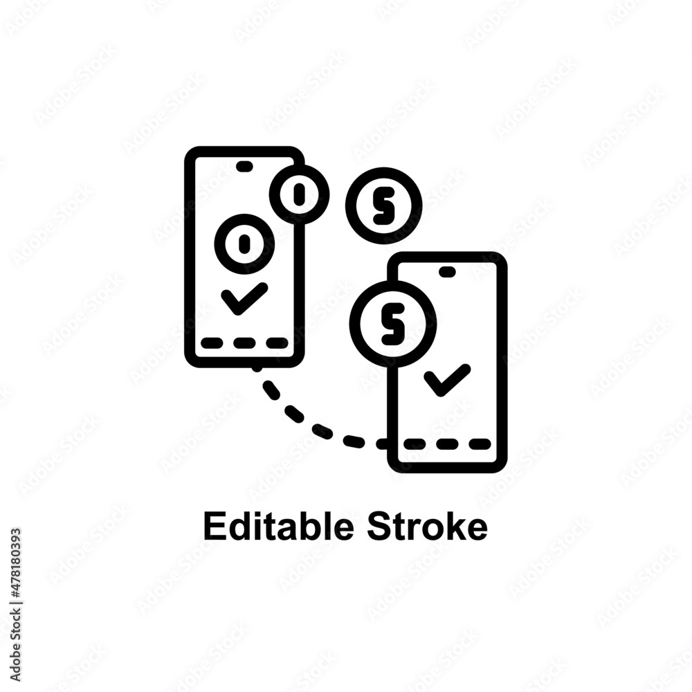mobile transaction icon designed in outline style in editable stroke for mobile app icon theme mobile transaction icon designed in outline style in editable stroke for mobile app icon theme