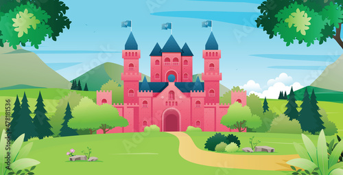 A castle on a hill with the sky in the background.