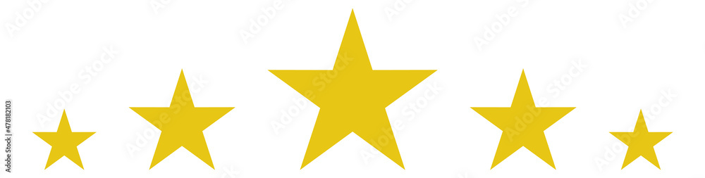 Five golden stars. Celebration decorative element. Success symbol Five golden stars. Celebration decorative element. Success symbol
