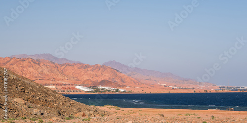 panorama view from the height of the mountains range to the red sea