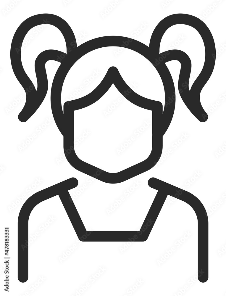 Teenage girl icon. Young woman profile picture in line style Teenage girl icon. Young woman profile picture in line style