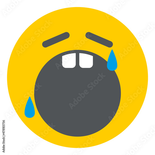 Crying out loud emoji. Flat round face with tears