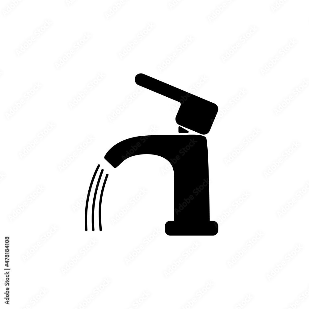 Water faucet icon. Vector stock illustration. White isolated background. Silhouette, sign, symbol, thing, object. Faucet to the bathroom or kitchen
Water faucet icon. Vector stock illustration. White isolated background. Silhouette, sign, symbol, thing, object. Faucet to the bathroom or kitchen
