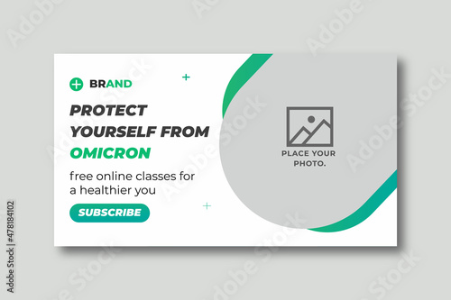 Medical healthcare web banner template and video thumbnail. Editable promotion banner design. Covid-19 hospital clinic social media layout