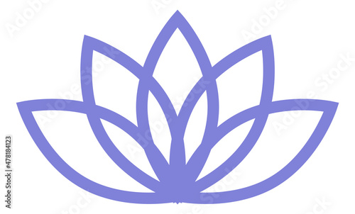 Lotus icon. Flower petals in linear style. Minimalistic logo