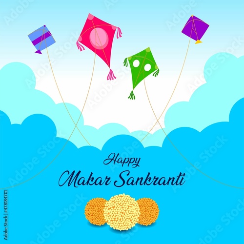 Makar Sankranti is the Cheerful Festival of India. Happy Makar Sankranti Vector Illustration background. Holiday of India.