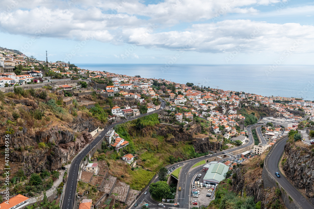 Funchal city skyline, aerial view