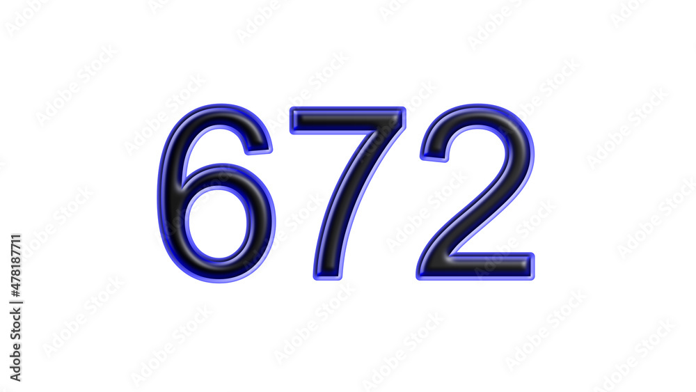 blue 672 number 3d effect white background blue 672 number 3d effect white background