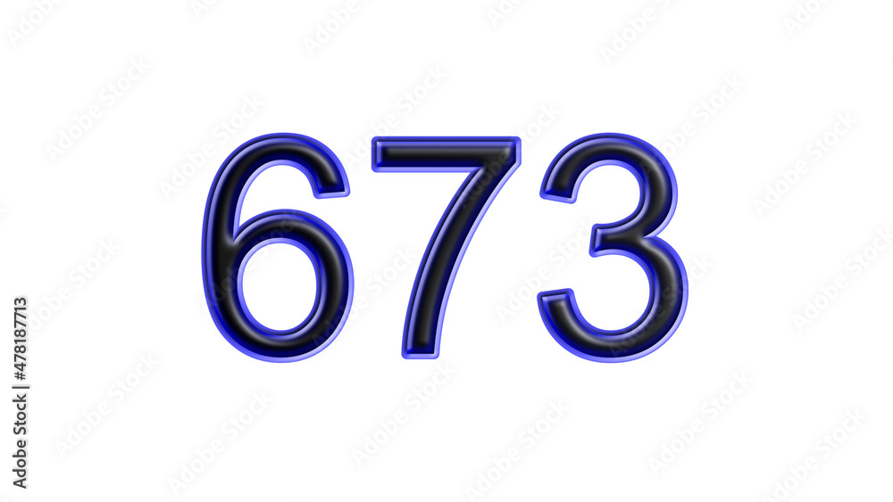 blue 673 number 3d effect white background blue 673 number 3d effect white background