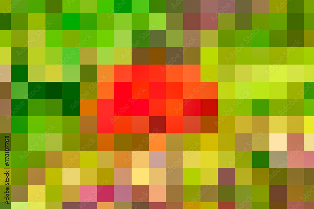 Vibrant green pixel tile with red squares in the center Vibrant green pixel tile with red squares in the center