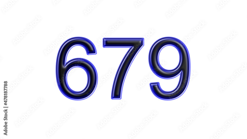 blue 679 number 3d effect white background blue 679 number 3d effect white background