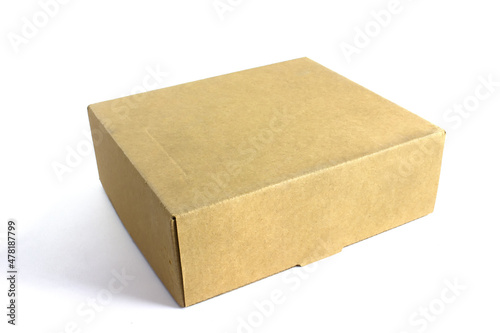 Cardboard brown box isolated on white background. Package with parcel. © malshak_off