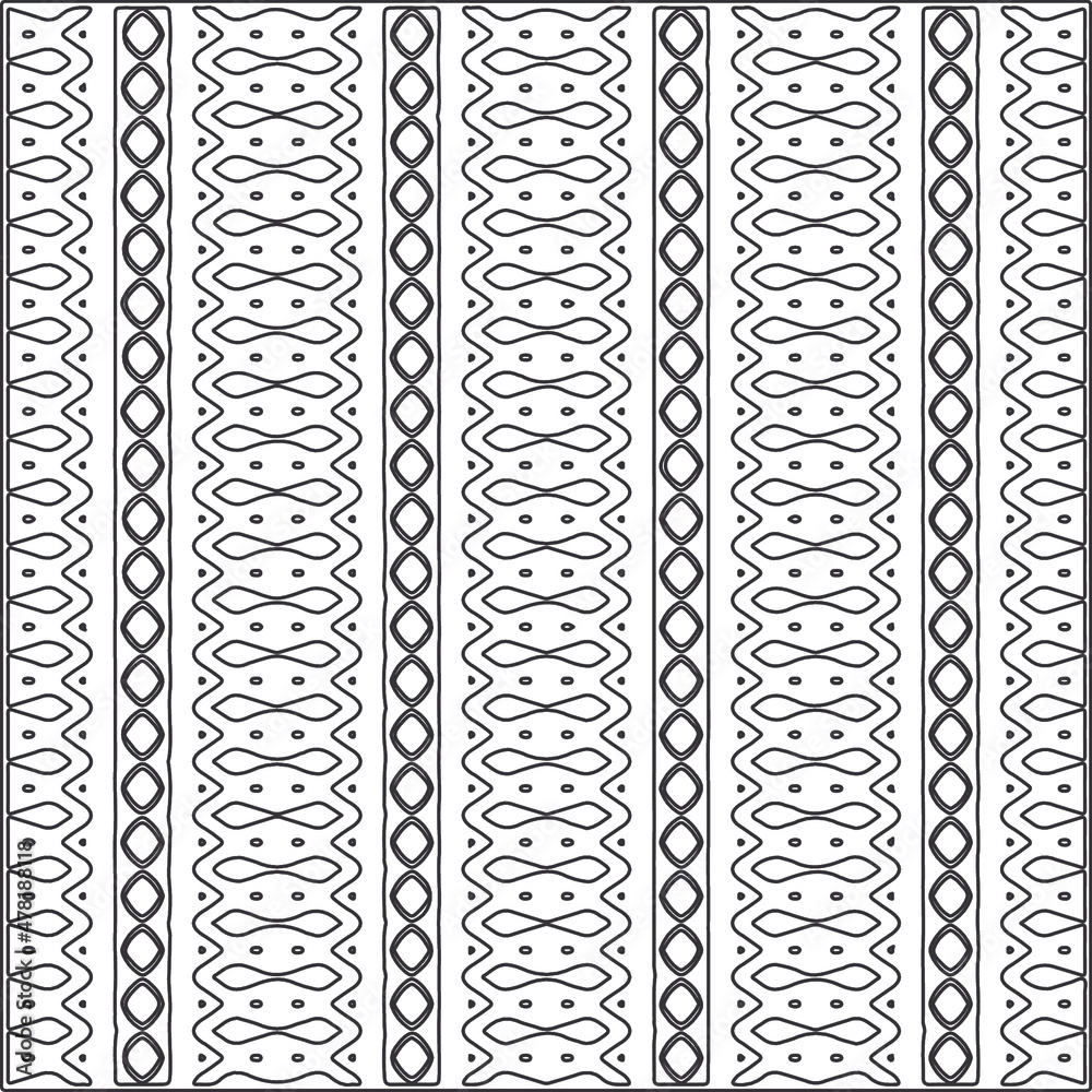 Vector ethnic pattern with symmetrical elements . Repeating geometric tiles from striped elements.Monochrome texture.Black and white pattern for wallpapers and backgrounds. Vector ethnic pattern with symmetrical elements . Repeating geometric tiles from striped elements.Monochrome texture.Black and white pattern for wallpapers and backgrounds.