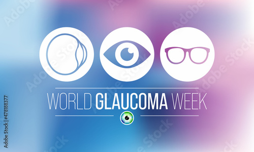 World Glaucoma Week is observed every year in March, it is a group of eye conditions that damage the optic nerve, the health of which is vital for good vision. Vector illustration