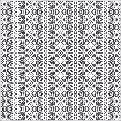  Vector ethnic pattern with symmetrical elements . Repeating geometric tiles from striped elements.Monochrome texture.Black and white pattern for wallpapers and backgrounds.