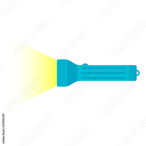 Flashlight icon. Pocket electric torch. Colored silhouette. Side view. Vector simple flat graphic illustration. The isolated object on a white background. Isolate.