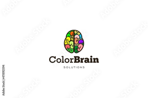 Color brain template logo design soluiton
