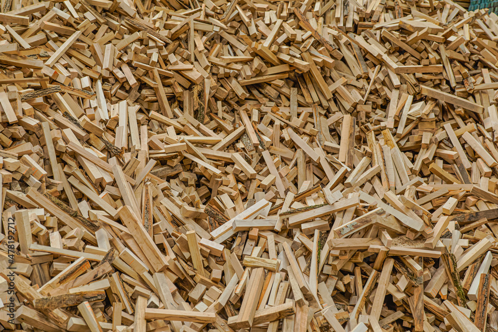 Stacked wood in the sawmill close up Stacked wood in the sawmill close up