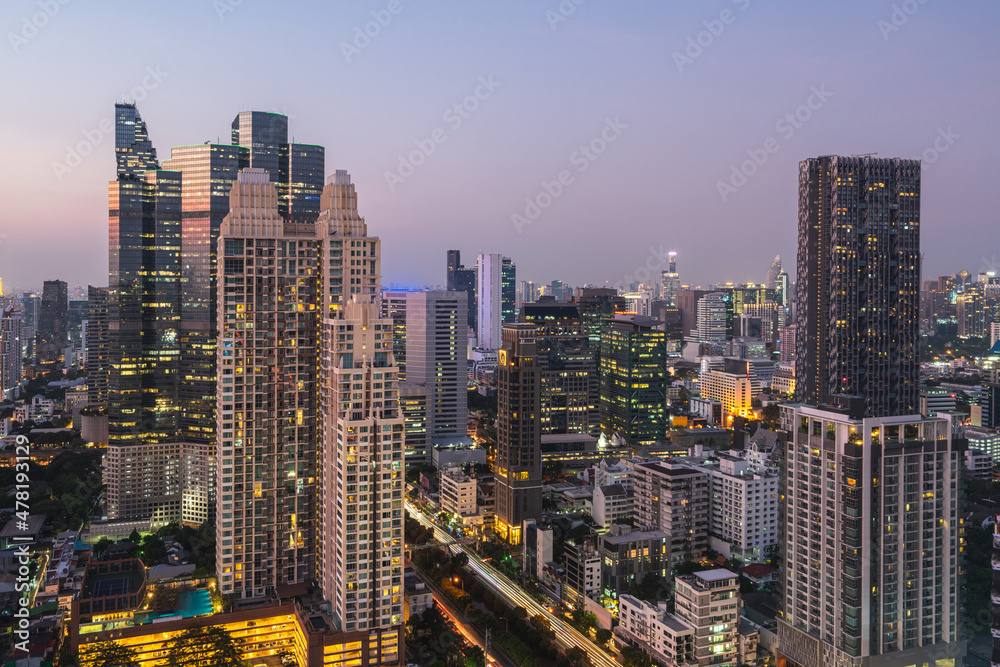 Big city view - Bangkok - with skyscrapers in the smoggy sunset Big city view - Bangkok - with skyscrapers in the smoggy sunset
