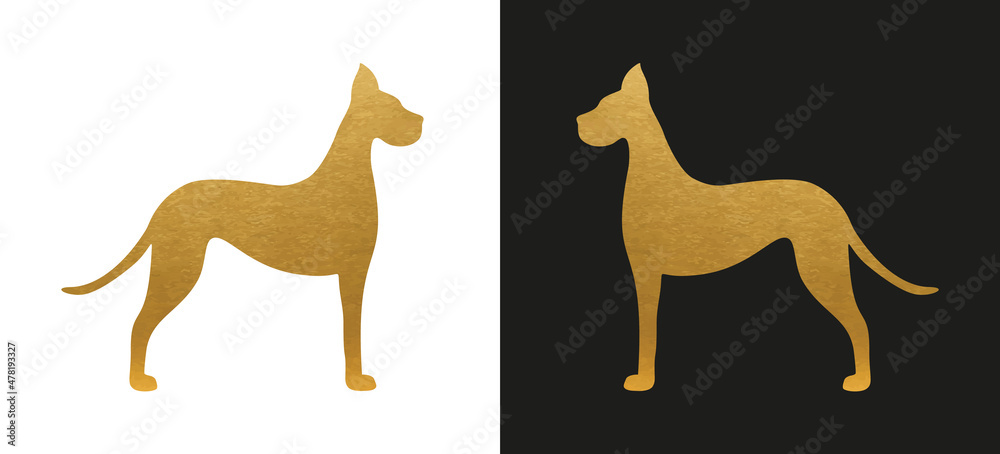 Gold Dog Shape - Isolated Dog Silhouette Gold Dog Shape - Isolated Dog Silhouette
