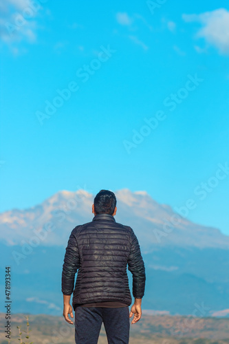 A man hiking in the mountains of Mexico