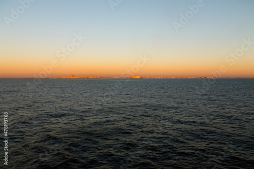 The city of Ostend is on the horizon