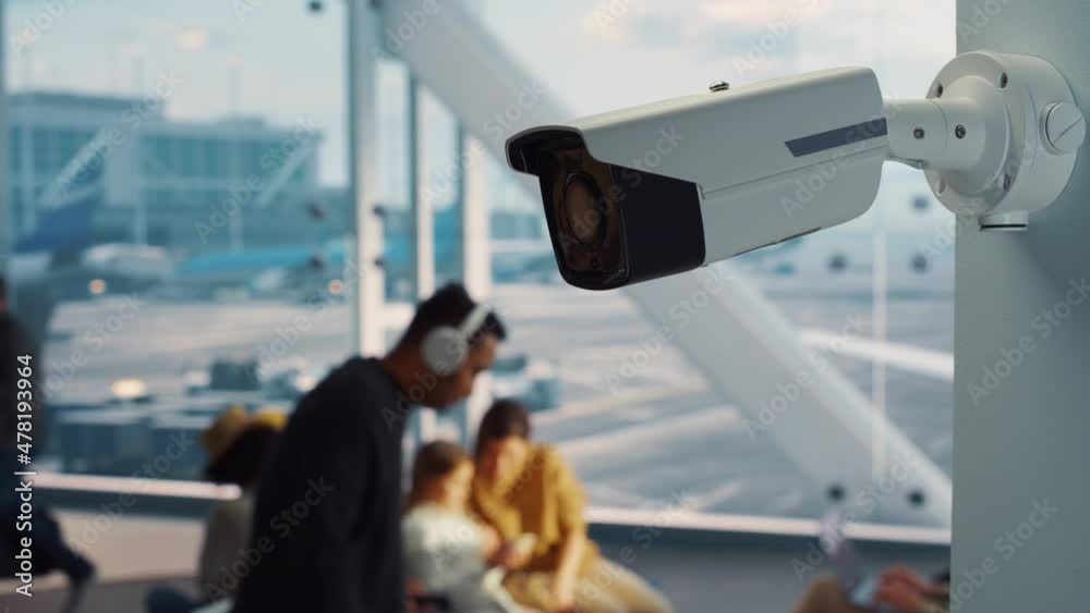 Airport Terminal: Futuristic AI Big Data Analysing Surveillance Camera ...