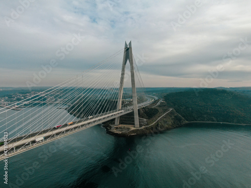 suspension bridge vehicle traffic. osman gazş bridge