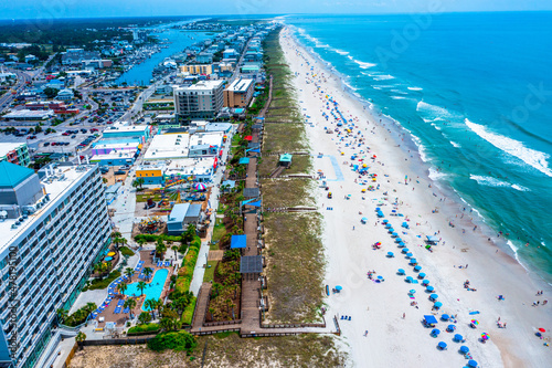 Canvas Print Aerial view of the Carolina Beach oceanfront looking North