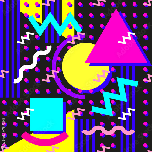 Funky 80s eighties Memphis seamless pattern geometric design