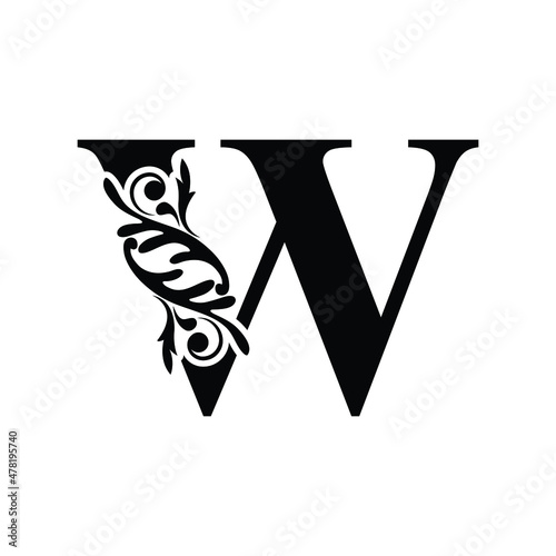 Free Download letter W. Black flower alphabet. Beautiful capital letters.	
 - GFXLoad