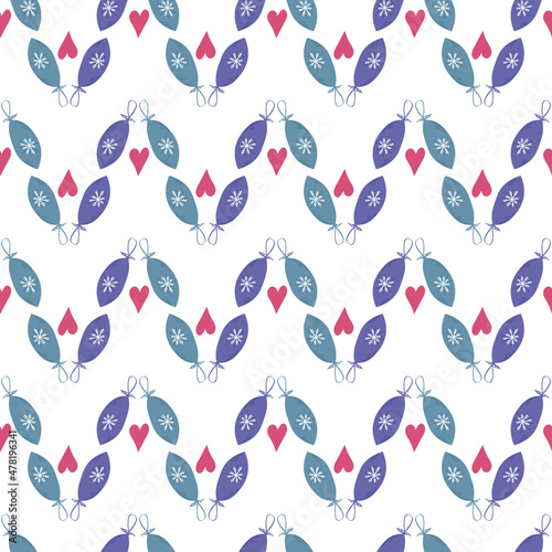 Seamless background with Christmas toys. Decorative gender neutral pattern in minimalists style.