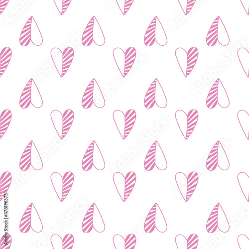 Minimalists style hearts seamless pattern. Valentines day background.