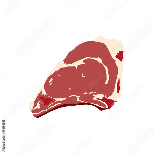 Sliced piece of fresh cattle meat in a flat illustration style on a white background