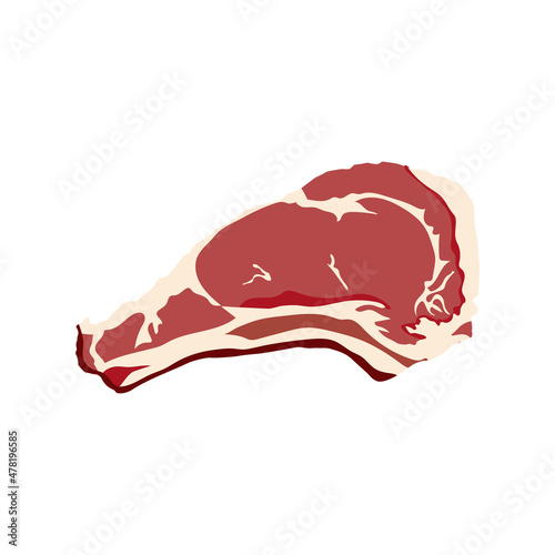 Sliced piece of fresh cattle meat in a flat illustration style on a white background