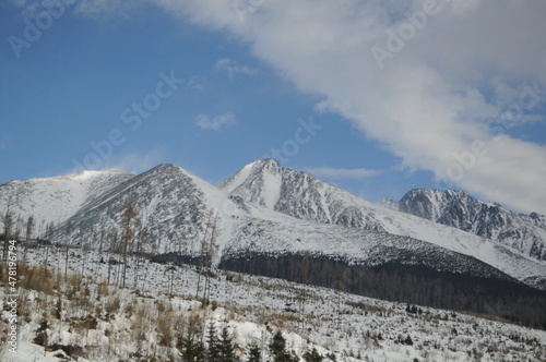 snow covered mountains 