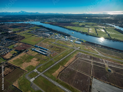 Stock Aerial Photo of Pitt Meadows Airport, Canada