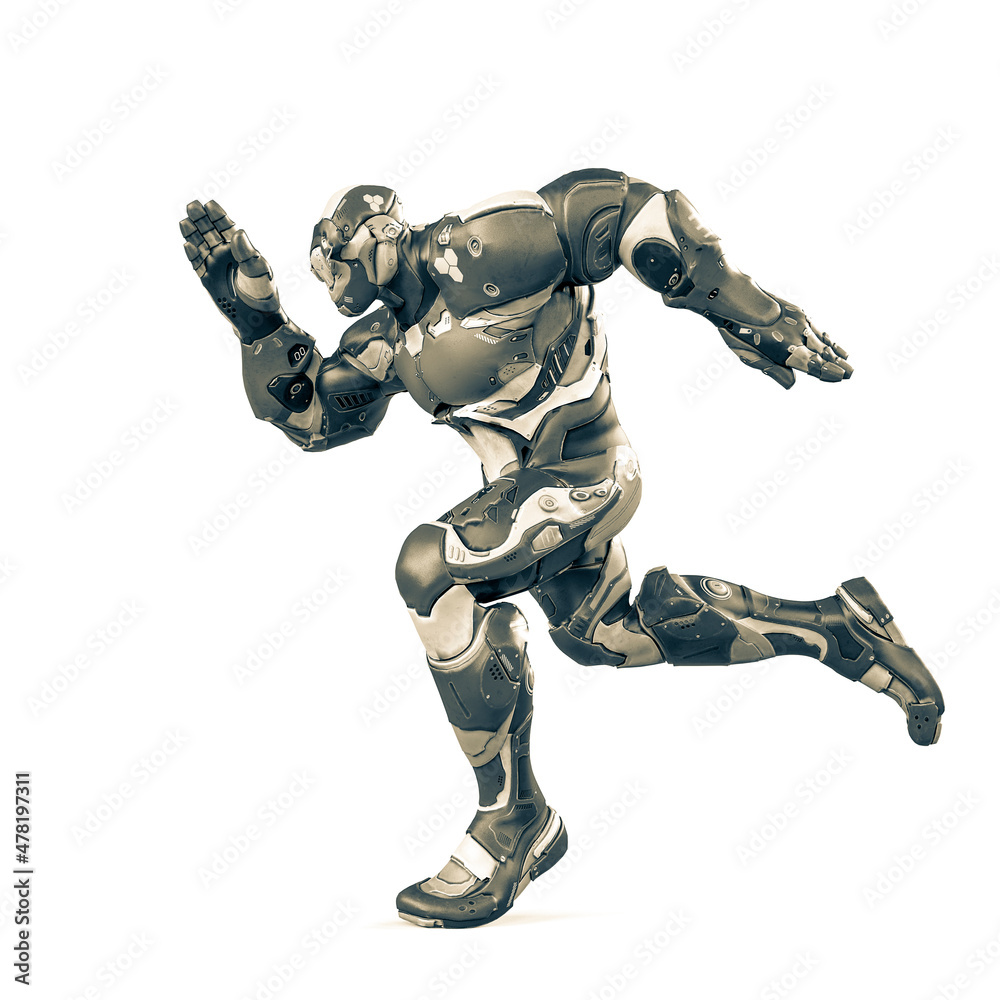 future soldier is running fast in white background future soldier is running fast in white background