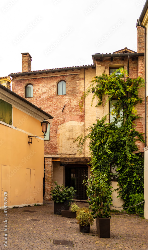 View on the Casa dei Brittoni, medieval architecture, Treviso - Italy