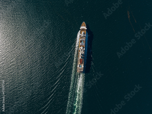 Stock aerial photo of Cruise Ship Leaving Vancouver, Canada