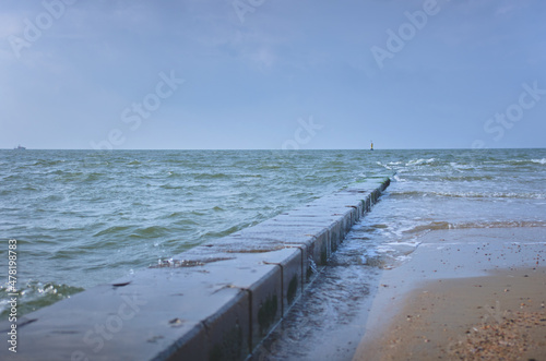 Breakwater breaks waves