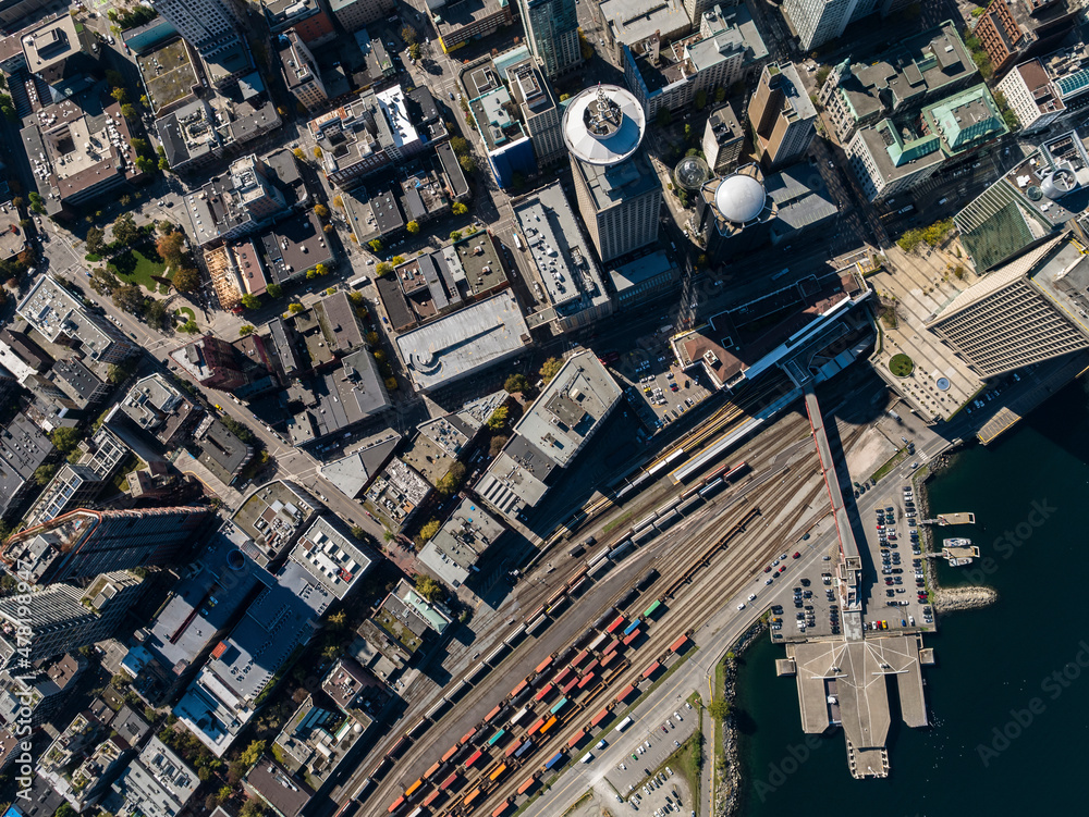 Stock aerial photo of Downtown Vancouver, Canada