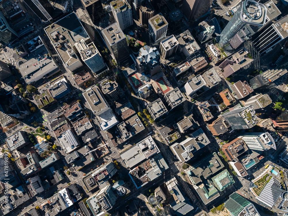 Stock aerial photo of Downtown Vancouver, Canada