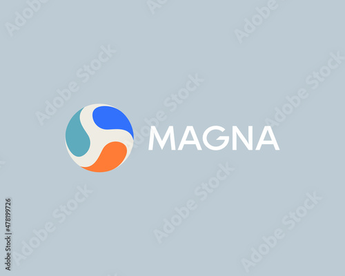 Abstract spin, circulation logo icon design minimalistic illustration. Universal swirl, atom, science colorful vector emblem sign symbol mark logotype.