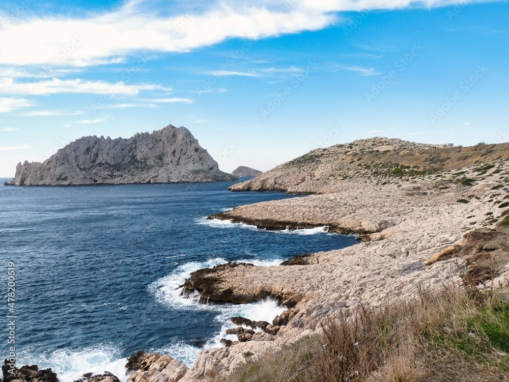 Magnificent landscape of the creeks of Marseille. Seaside in the Mediterranean