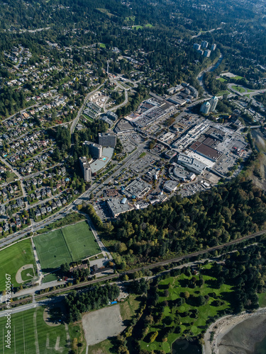 Stock aerial photo of Ambleside and Park Royal West Vancouver BC, Canada