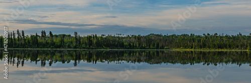 Northern Canadian Shield River and Lake System in Summer 