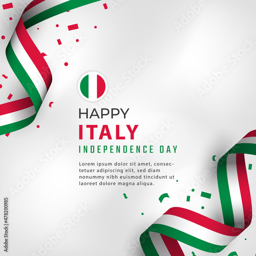 Obraz na plátně Happy Italy Independence Day Celebration Vector Design Illustration