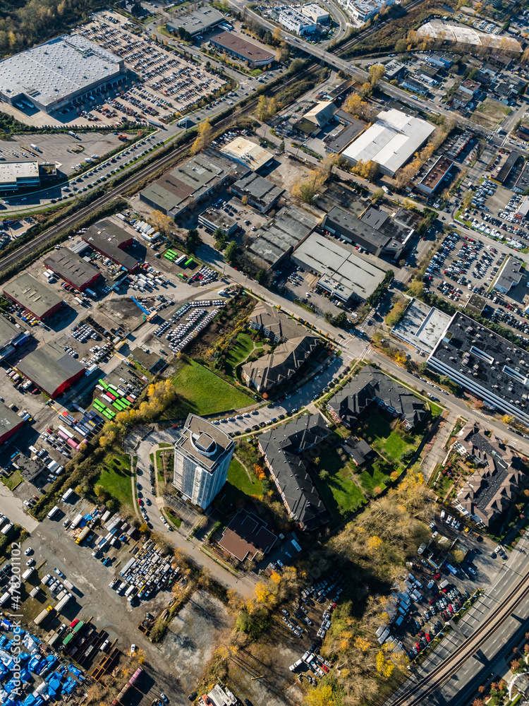 Stock aerial photo of Still Creek Burnaby, Canada